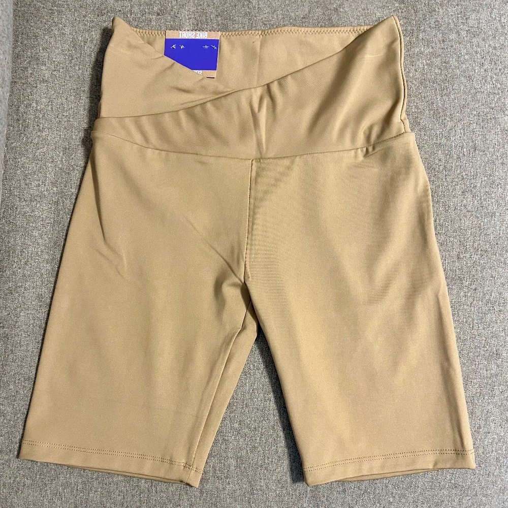S Tan Biker Shorts